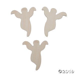 DIY Unfinished Wood Ghost Cutouts (Per Dozen)