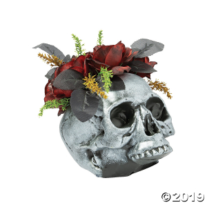 Gothic Skull Vase with Roses Halloween Decoration (1 Piece(s))