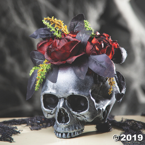 Gothic Skull Vase with Roses Halloween Decoration (1 Piece(s))