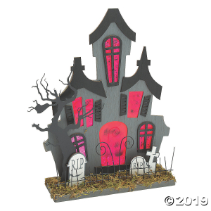 Gothic Light-Up Haunted House with Moss Halloween Decoration (1 Piece(s))