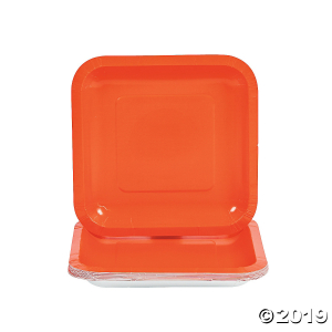 Orange Square Paper Dessert Plates (18 Piece(s))