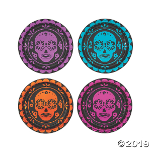 Metallic Day of the Dead Paper Dessert Plates (8 Piece(s))