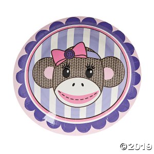 1st Birthday Miss Sock Monkey Dessert Plates (8 Piece(s))