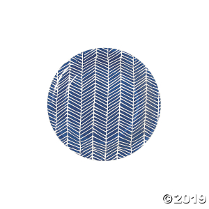 Navy Herringbone Round Paper Dessert Plates (8 Piece(s))