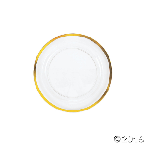 Premium Clear Plastic Dessert Plates with Gold Trim (25 Piece(s))