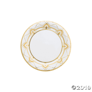 Gold Foil Peacock Paper Dessert Plates (8 Piece(s))