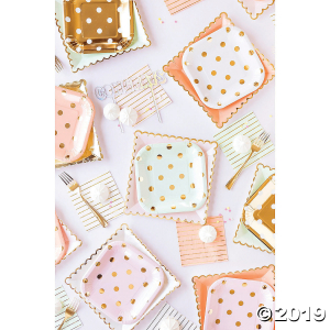 My Mind's Eye Gold Polka Dot Paper Dessert Plates (Per Dozen)