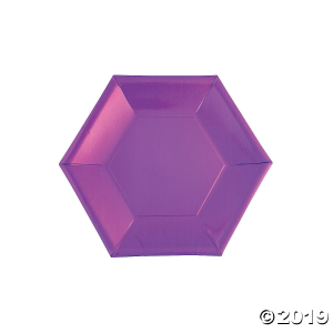 Purple Metallic Hexagonal Dessert Plates (24 Piece(s))