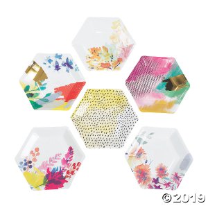 Fluorescent Floral Paper Appetizer Plates (Per Dozen)