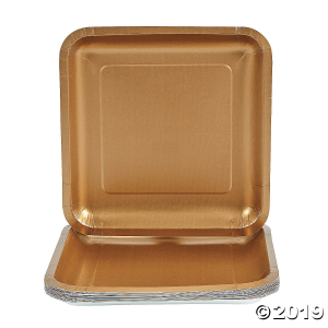 Metallic Gold Square Paper Dinner Plates (18 Piece(s))