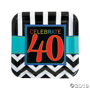 40th Birthday Celebration Paper Dinner Plates (8 Piece(s))