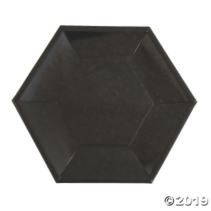 Black Metallic Hexagonal Dinner Plates (24 Piece(s))