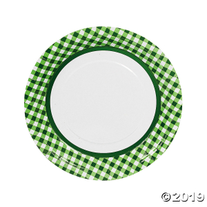 Green Gingham Paper Dinner Plates (24 Piece(s))