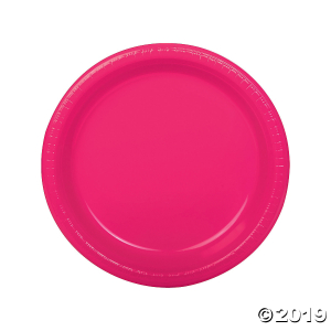Hot Pink Plastic Dinner Plates (20 Piece(s))