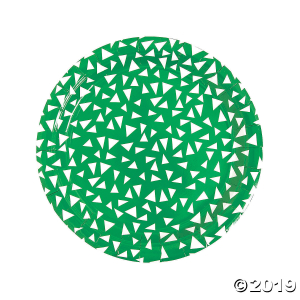 Green Terrazzo Triangle Print Round Paper Dinner Plates (8 Piece(s))