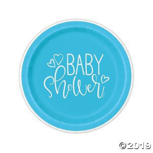 Blue Hearts Baby Shower Paper Dinner Plates (8 Piece(s))