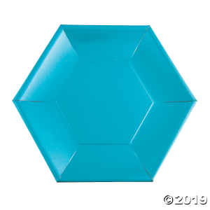 Blue Metallic Hexagonal Dinner Plates (24 Piece(s))