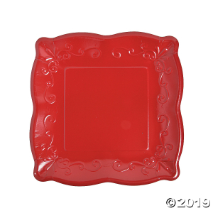 Red Scalloped Edge Paper Dinner Plates (8 Piece(s))