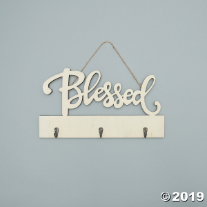 DIY Unfinished Wood Blessed Key Holder Sign (1 Piece(s))