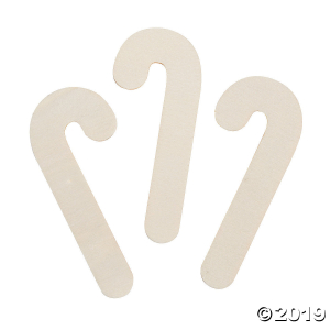 DIY Unfinished Wood Candy Cane Cutouts (Per Dozen)