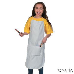 Kids' White Apron with Pockets (1 Piece(s))