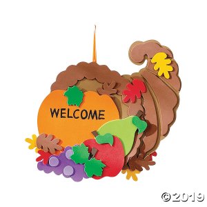 Foam Cornucopia Door Sign Thanksgiving Craft Kit (Makes 12)
