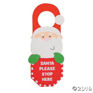 Santa Stop Here Doorknob Hanger Craft Kit (Makes 12)