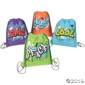 Graffiti Medium Drawstring Bags (Per Dozen)