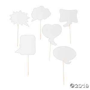Dry Erase Speech Bubble Photo Stick Props (Per Dozen)