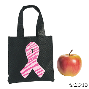 Mini Pink Ribbon Tote Bags (Per Dozen)