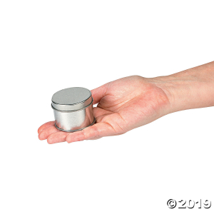 Round Silvertone Tins Favor Containers (24 Piece(s))