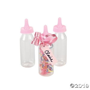 Pastel Pink Mini Baby Bottle Containers (Per Dozen)