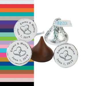Two Hearts Personalized Stickers for Hershey's® Kisses® (60 Piece(s))