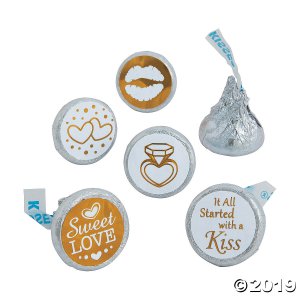 Gold & White Stickers for Hershey's® Kisses® (60 Piece(s))