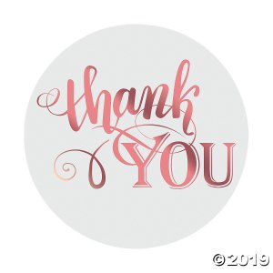 Rose Gold Foil Thank You Stickers (1 Roll(s))