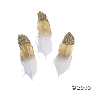 Gold Glitter Feathers (24 Piece(s))