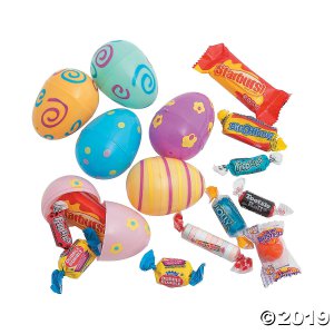 Candy-Filled Pastel Printed Plastic Easter Eggs - 24 Pc.