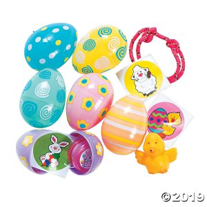 Pastel Toy-Filled Patterned Plastic Easter Eggs - 24 Pc.