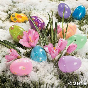 Pastel Toy-Filled Patterned Plastic Easter Eggs - 24 Pc.
