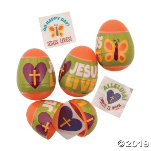 Religious Tattoo-Filled Plastic Easter Eggs - 12 Pc. (Per Dozen)