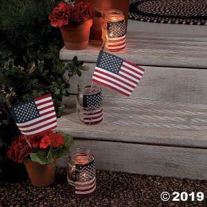 Small Cloth American Flags on Wooden Sticks - 6" x 4 (Per Dozen)