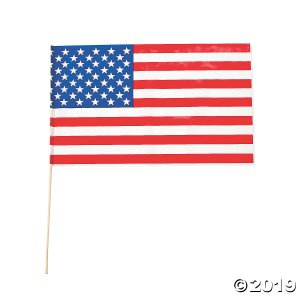 Large Plastic American Flags - 18" x 11 (Per Dozen)