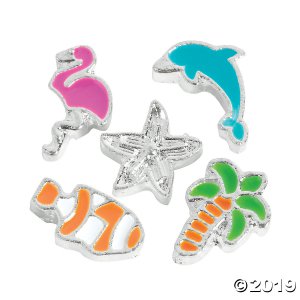 Silvertone Beach Floating Charms (5 Piece(s))