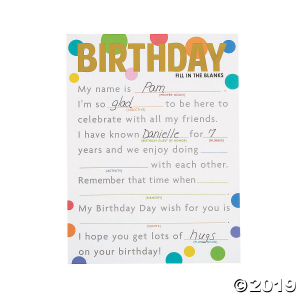 Birthday Fill-in-the-Blank Game Cards (24 Piece(s))