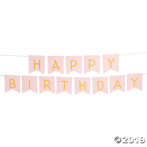 Pink & Gold Happy Birthday Banner (1 Set(s))