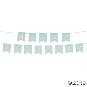 Blue & Gold Happy Birthday Garland (1 Set(s))