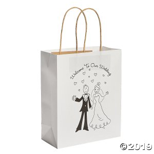 Medium Happy Couple Kraft Paper Gift Bags - 12 Pc. (Per Dozen)