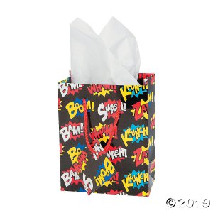 Small Superhero Gift Bags with Tags (Per Dozen)