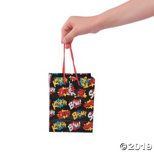 Small Superhero Gift Bags with Tags (Per Dozen)