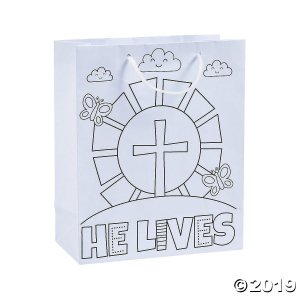 Color Your Own He Lives Gift Bags (Per Dozen)